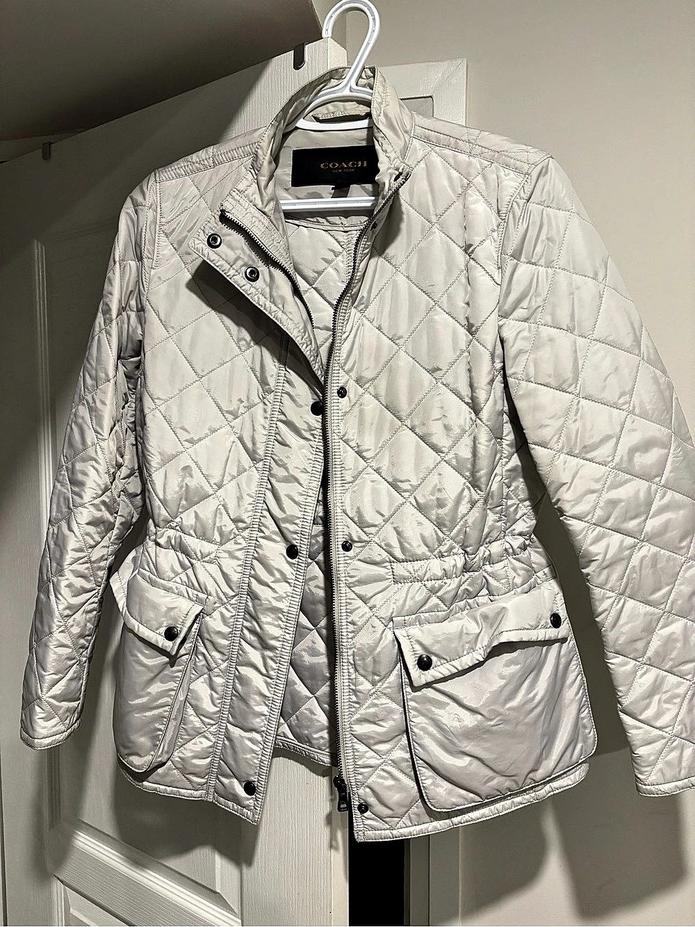 Coach Quilted Jacket in White Like New